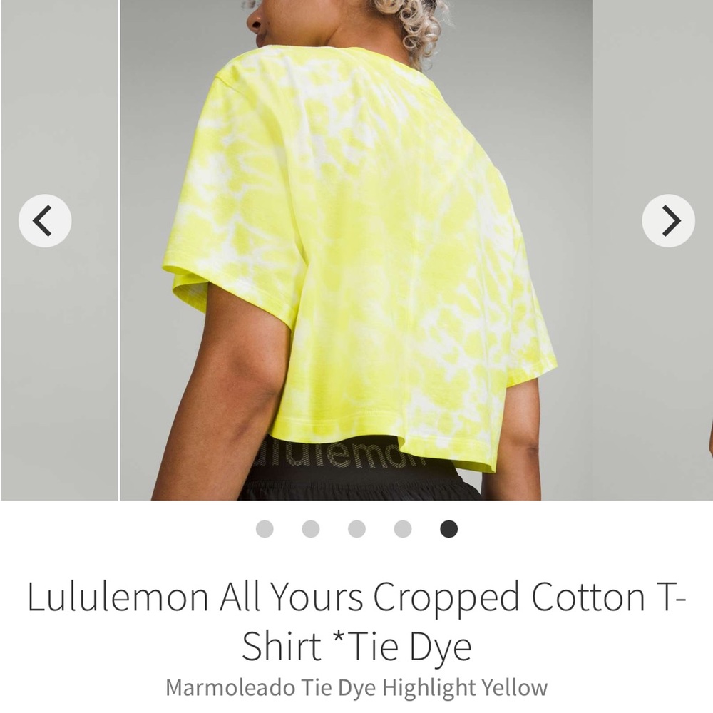 Lululemon All Yours Cropped Cotton T-Shirt *Tie Dye Marmoleado Highlight Yellow - Picture 3 of 8